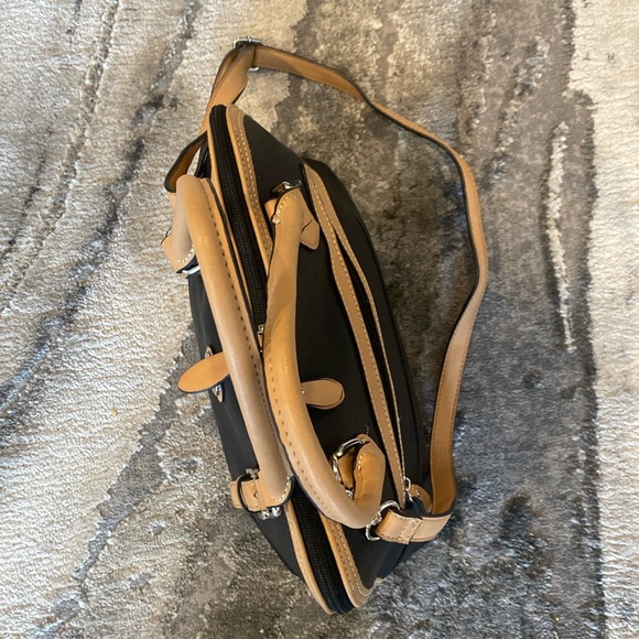 Giani Bernini's black with taupe trim triple compartment structured satchel - Picture 10 of 12